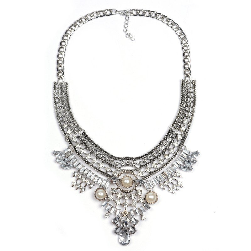 Hot Vintage Crystal Necklaces & Pendants Maxi Choker Silver Collier Jewelry 20 Designs