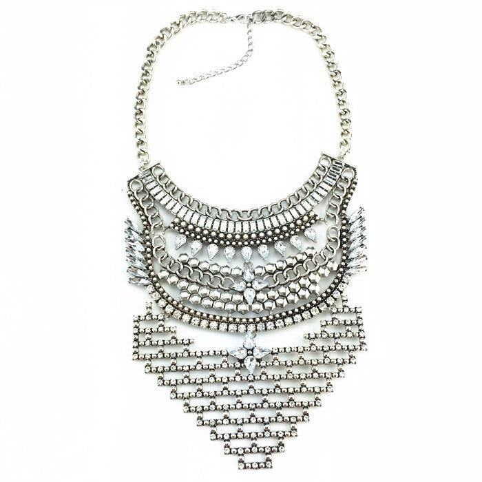 Hot Vintage Crystal Necklaces & Pendants Maxi Choker Silver Collier Jewelry 20 Designs