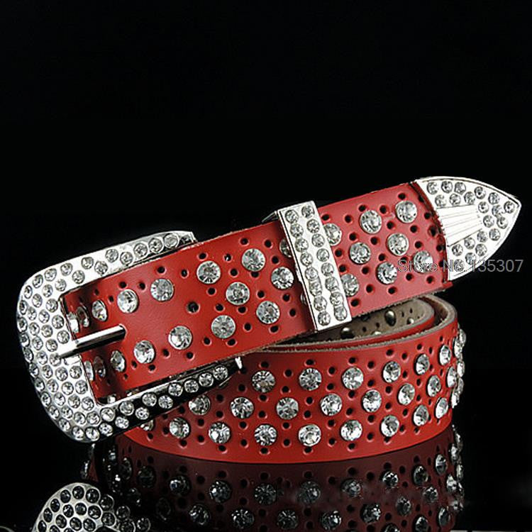 Rhinestone Luxury Design Genuine Leather High Quality Belt For Women