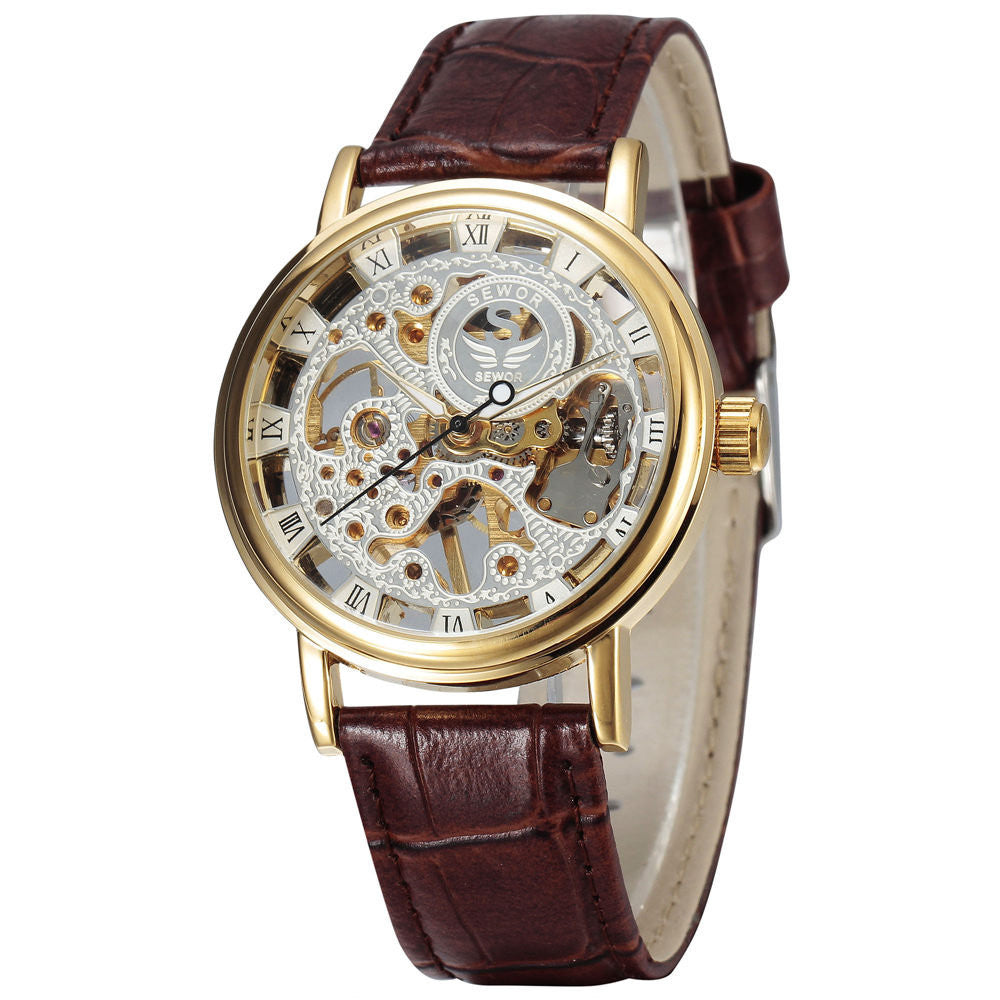 Brand Skeleton Luxury Mechanical Hand Wind Watch wm-m