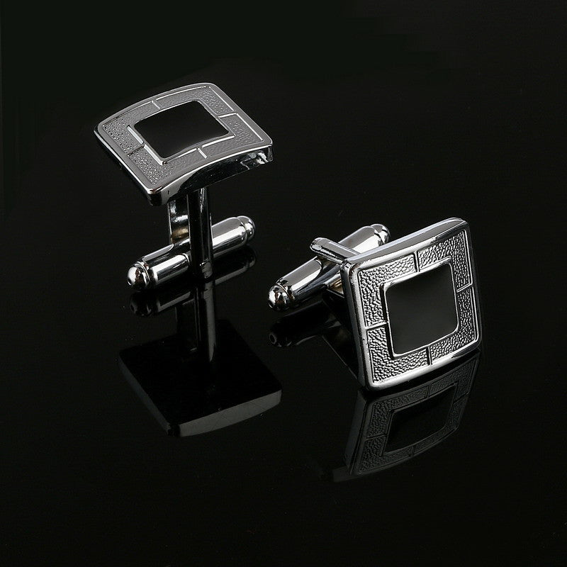 Black Design Silver Laser Plating Cufflinks
