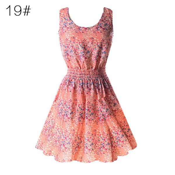 Tank Chiffon Beach Floral Fashion Sleeveless Mini Dresses in 21 Colors