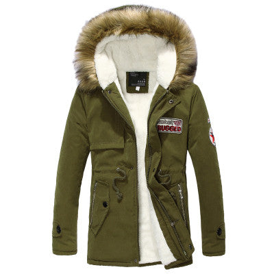 Thick Fur Collar Long Hooded Parka Winter Jacket For Men