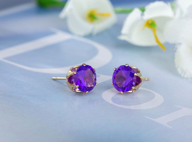 Gold Plated Zircon Stud Earrings in 14 Colors
