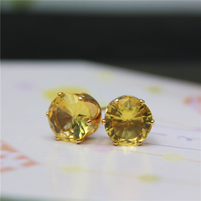 Gold Plated Zircon Stud Earrings in 14 Colors