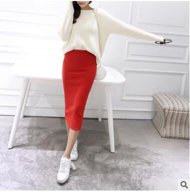 Step Stretch Slim Thin Female Waist Long Skirts