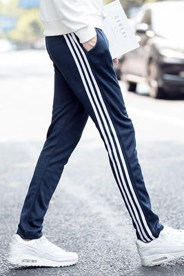 Striped SweatPants Elastic Slim Casual Pants for Men