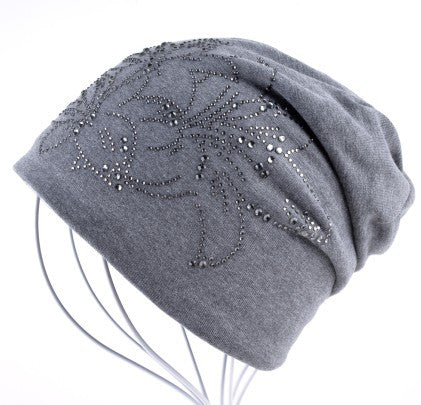 Winter Hip-Hop Flower Rhinestone Hats For Women