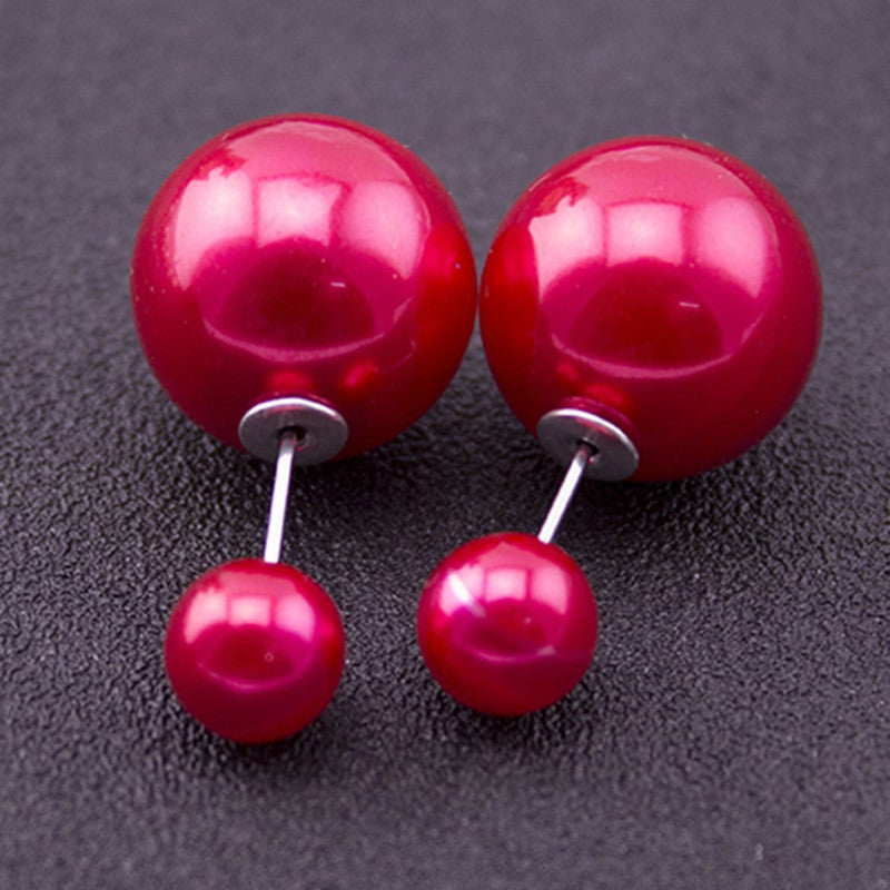 Pearl Earrings For Women 1Pairs/Lot Double Balls Stud