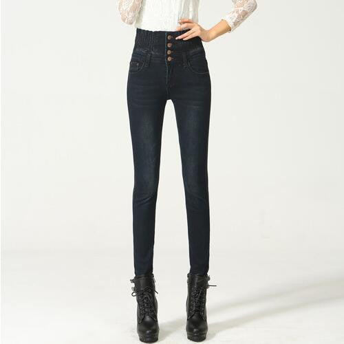 High Waist Elastic Skinny Women Denim Long Pencil Pants