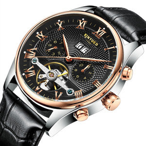 Skeleton Tourbillon Mechanical Automatic Classic Rose Gold Wrist Watch wm-m