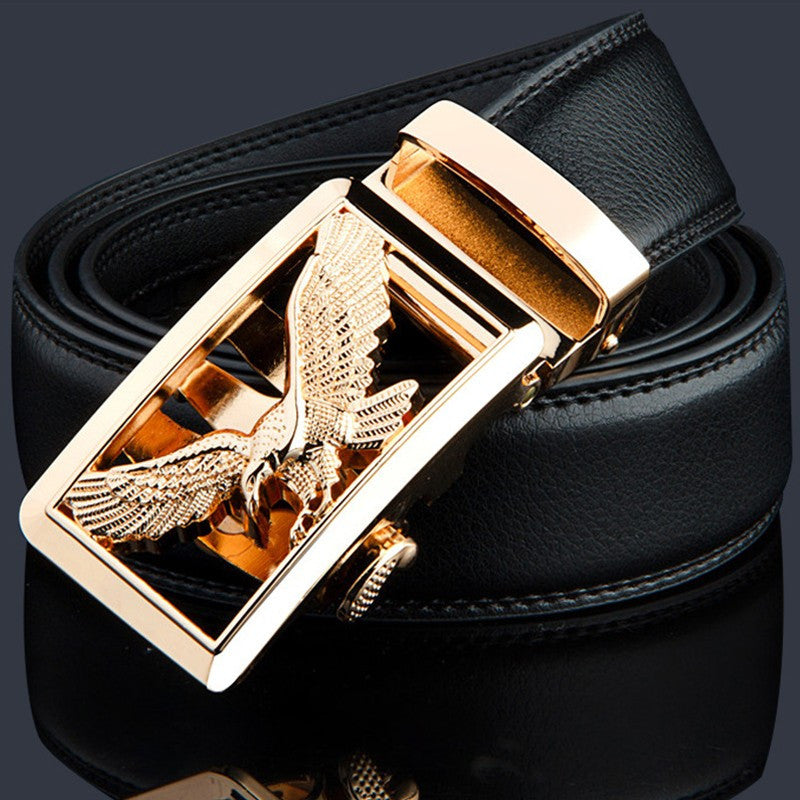 Automatic Buckle Luxury Black Strap High Quality Genuine Leather Belt For Men