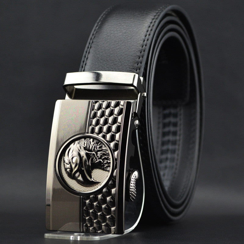 Automatic Buckle Luxury Black Strap High Quality Genuine Leather Belt For Men