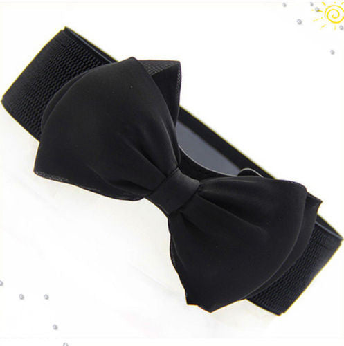 Lady Bowknot Stretch Elastic Wide Waistband Belt For Women