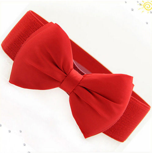 Lady Bowknot Stretch Elastic Wide Waistband Belt For Women