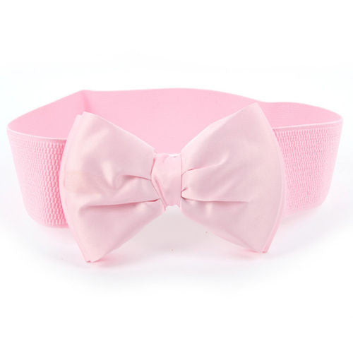 Lady Bowknot Stretch Elastic Wide Waistband Belt For Women