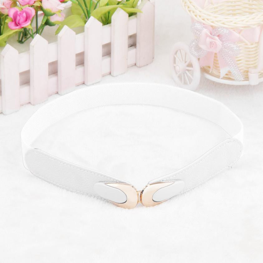 Lady Solid Stretch Buckle Waistband Belt For Women