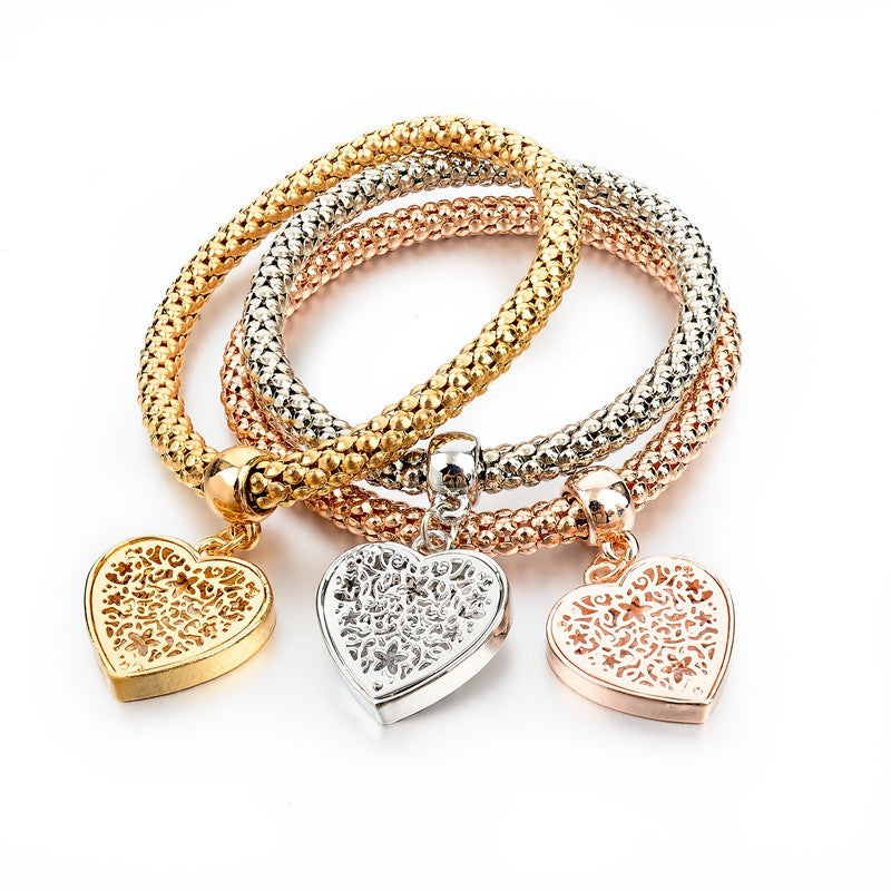 Gold & Silver Chain Round Hollow Charm Bracelets