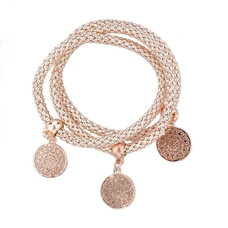 Gold & Silver Chain Round Hollow Charm Bracelets