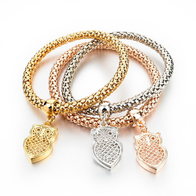 Gold & Silver Chain Round Hollow Charm Bracelets