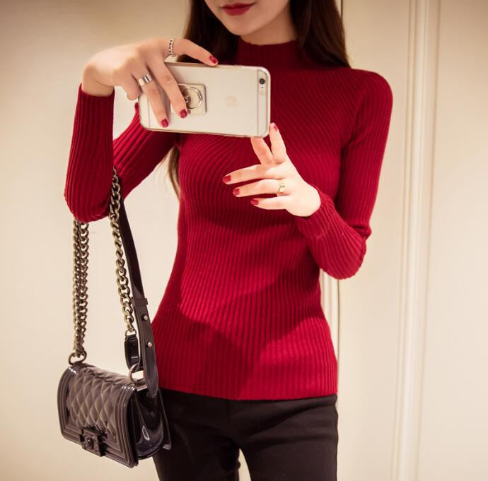 High Neck Slim Warm Sweaters For Women