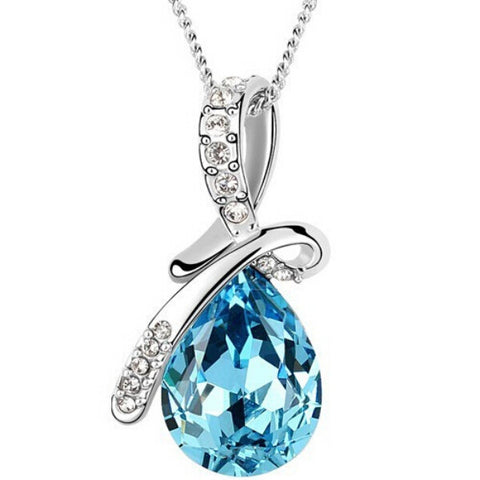 10 Colors Crystal Necklaces Pendants Silver Jewelry