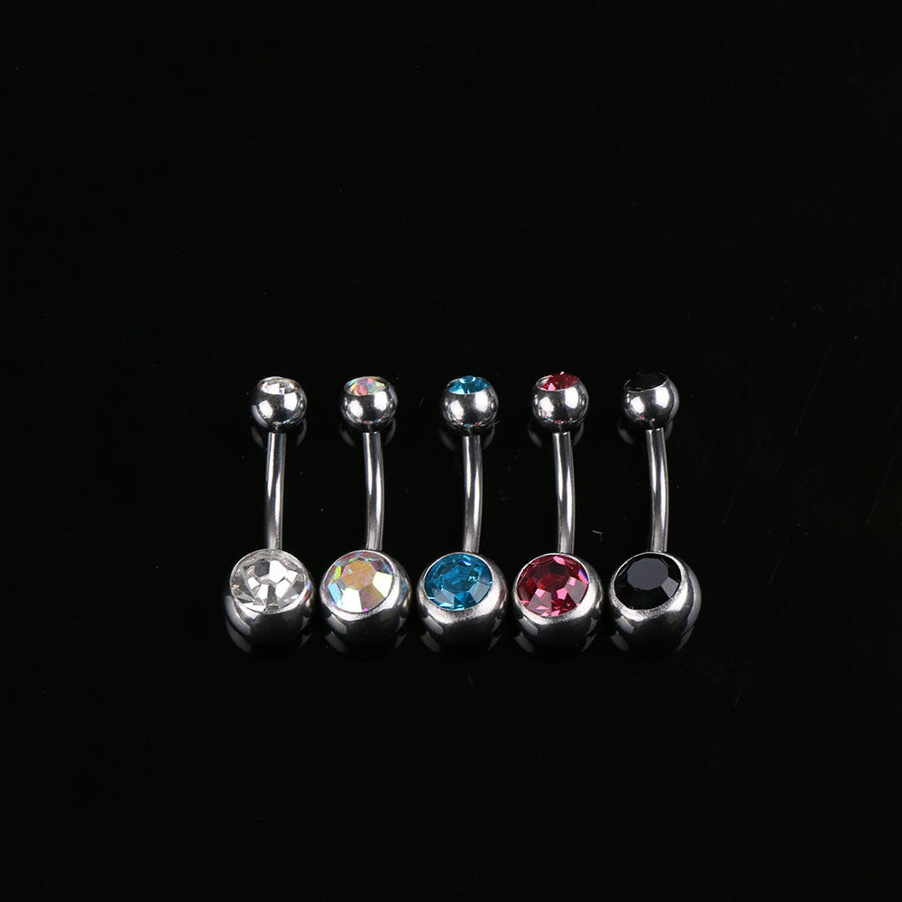5Pcs/Lot Piercing Crystal Double Gem Unisex Body Jewelry bj-