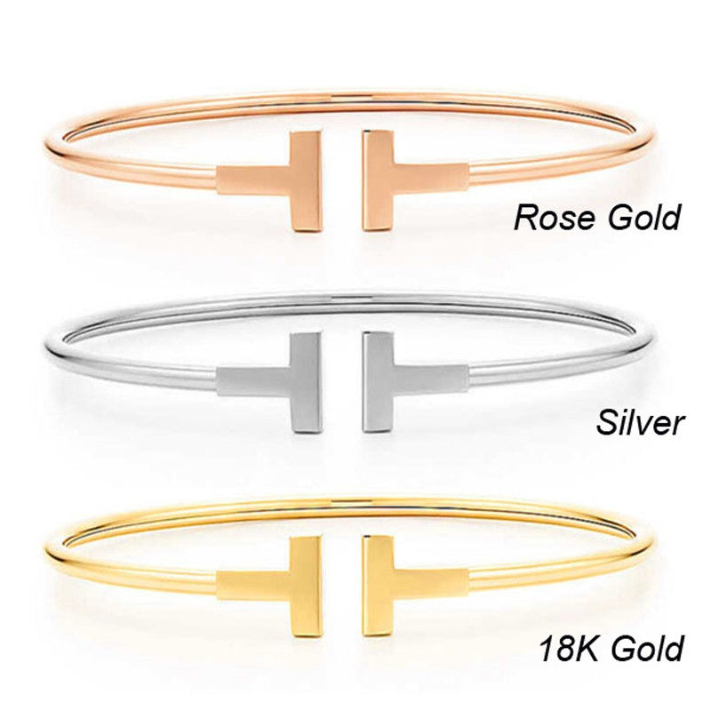 Adjustable Crystal T Shaped Bangles & Bracelets