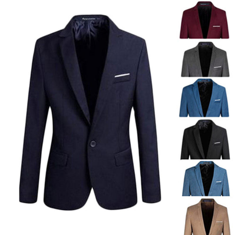 Stylish Casual Slim Fit Formal One Button Suit Blazer for Men