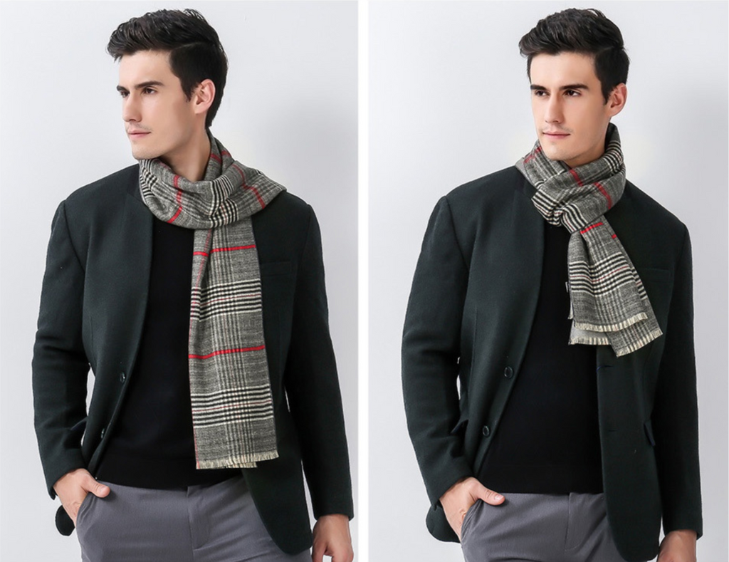 Men's Cashmere Feel Winter Plaid Scarf Soft Elegant Long Fashion Wrap Scarves MSF005