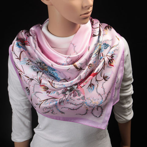 Polyester Silk Flowers Design Scarves
