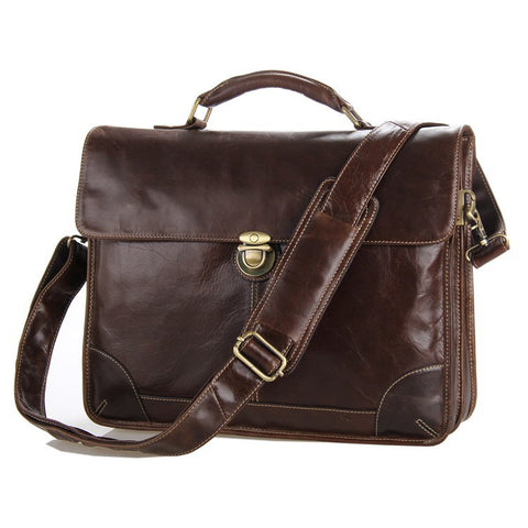 Classic Vintage Genuine Leather Super Strong Briefcase Laptop Bag For Men