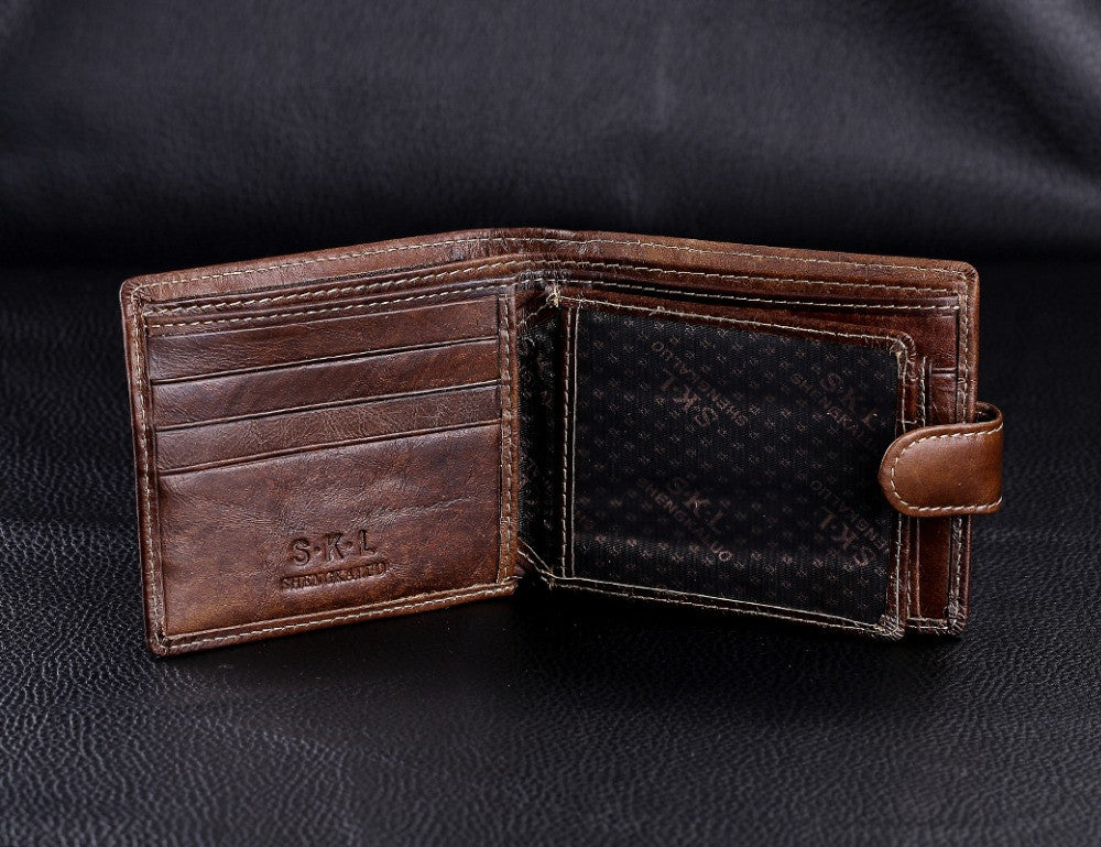 Crazy Horse Genuine Leather Bifold Men's Wallet