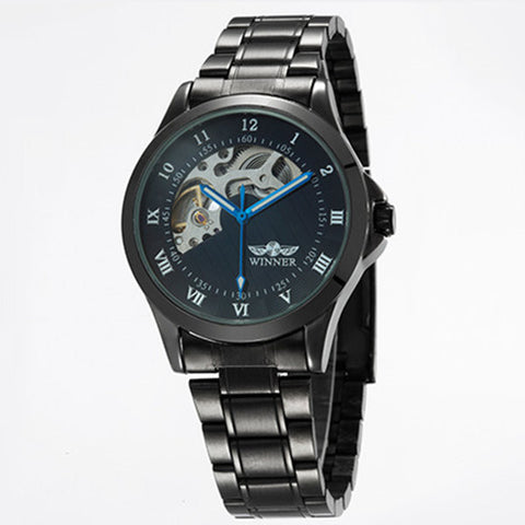 Automatic Mechanical Watches Black Strap Wristwatch wm-m