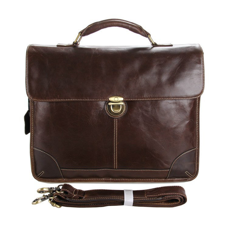 Classic Vintage Genuine Leather Super Strong Briefcase Laptop Bag For Men