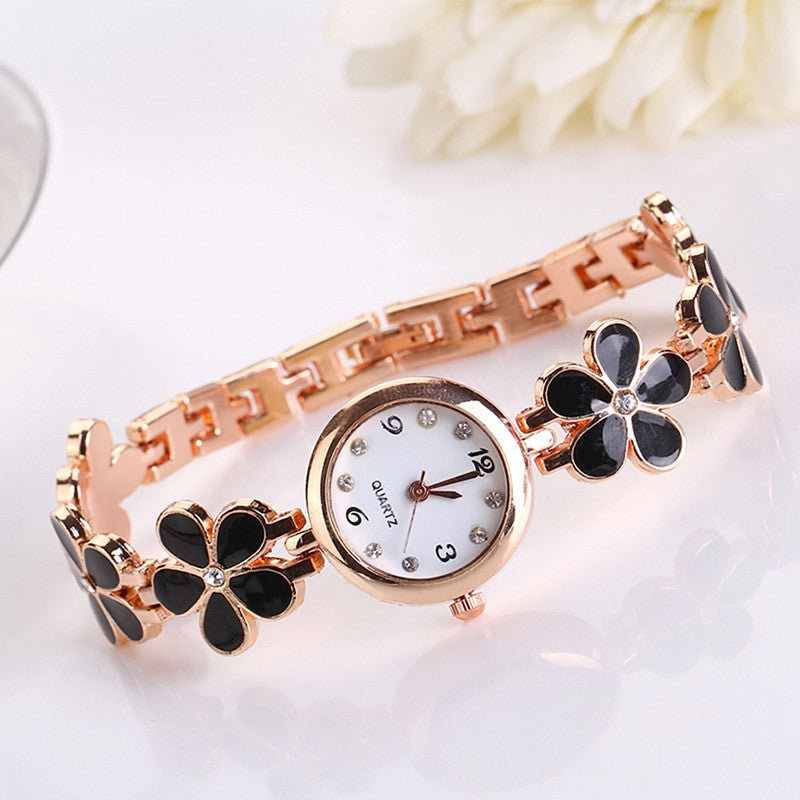 Lovely Daisies Flower Rose Gold Bracelet Wrist Wacth ww-b