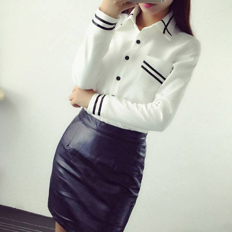 Elegant Long Sleeve Ladies Office Shirt Formal Tops