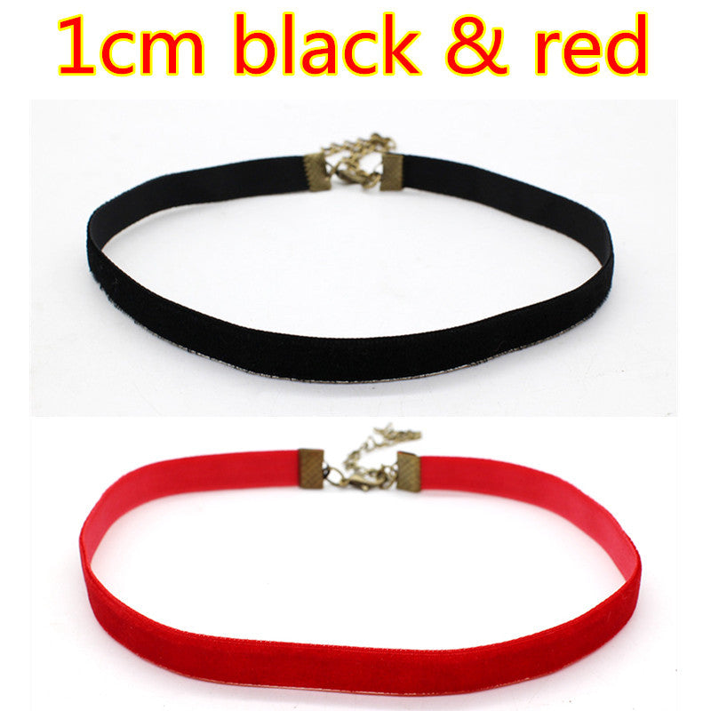 Ribbon Black Velvet Choker Necklaces For Women Multi-Size 2pcs Handmade Jewelry