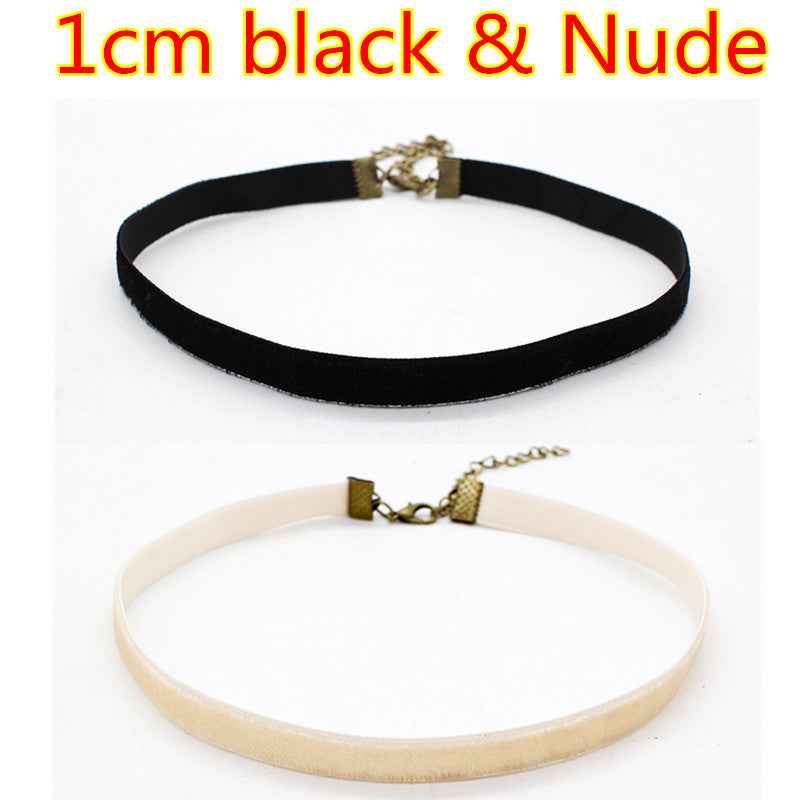 Ribbon Black Velvet Choker Necklaces For Women Multi-Size 2pcs Handmade Jewelry