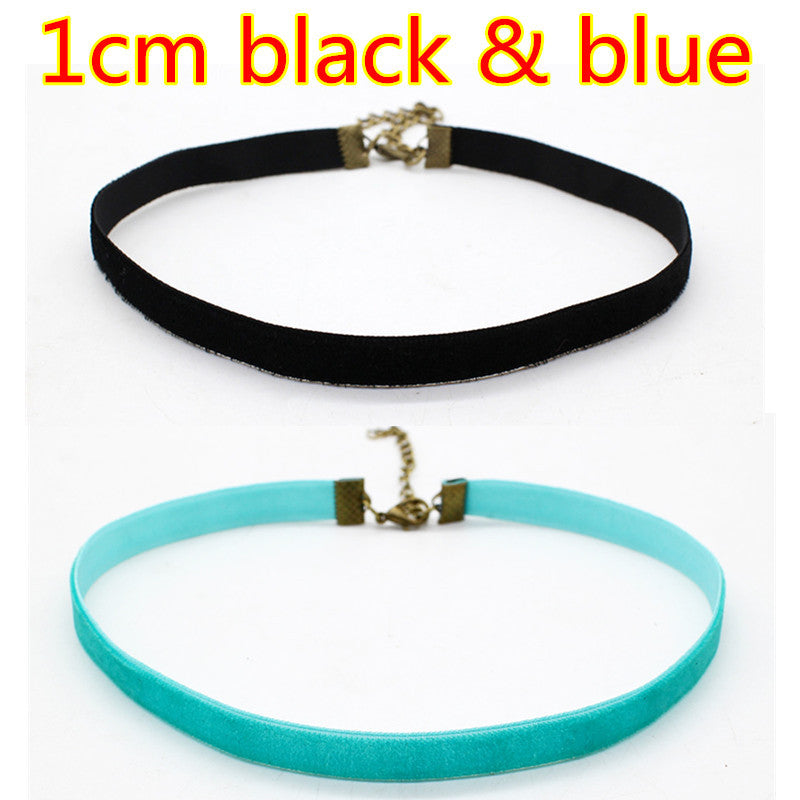 Ribbon Black Velvet Choker Necklaces For Women Multi-Size 2pcs Handmade Jewelry