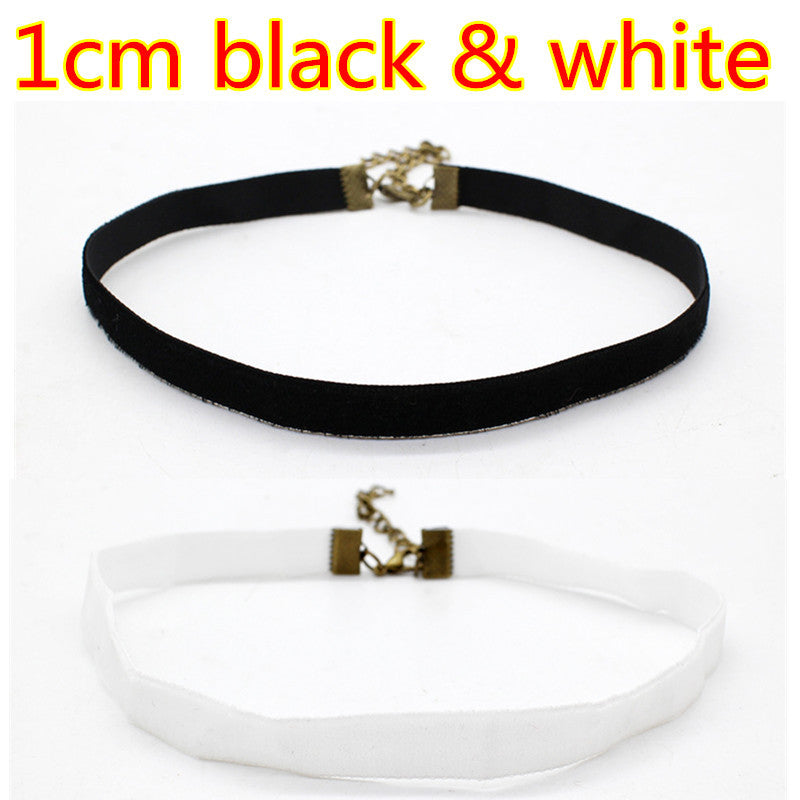 Ribbon Black Velvet Choker Necklaces For Women Multi-Size 2pcs Handmade Jewelry