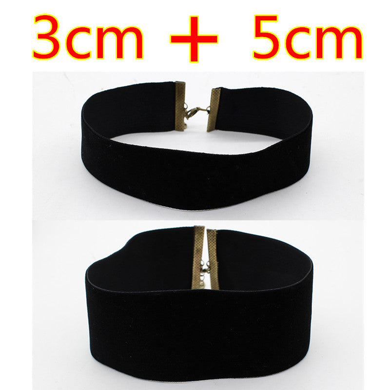 Ribbon Black Velvet Choker Necklaces For Women Multi-Size 2pcs Handmade Jewelry