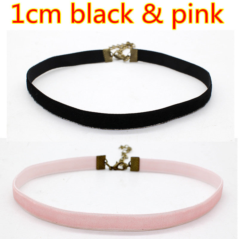 Ribbon Black Velvet Choker Necklaces For Women Multi-Size 2pcs Handmade Jewelry