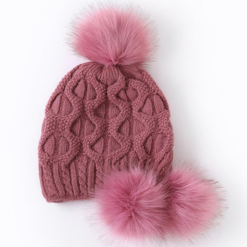 Winter Beanie Hats for Women Rabbit Fur Knitted Caps