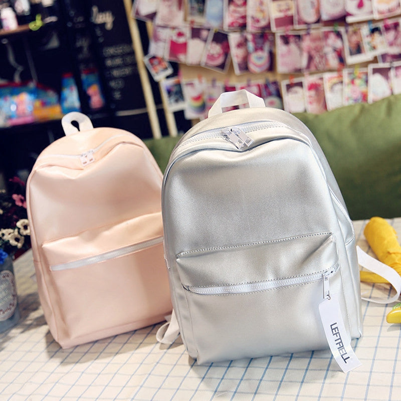 Rainbow Colorful Glossy Backpack School Bag bwb