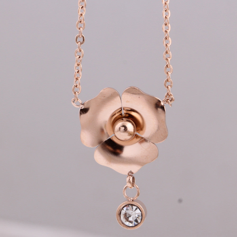 Flower Rose Gold Plated Austrian Crystal Necklaces Collar Flores