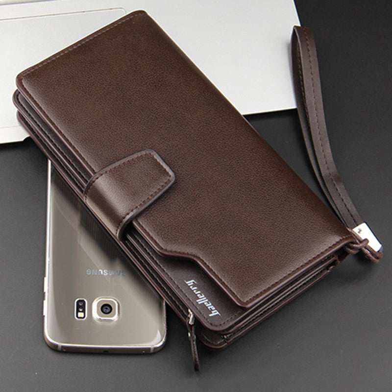 Top Quality Leather Long Wallet For Men Zipper