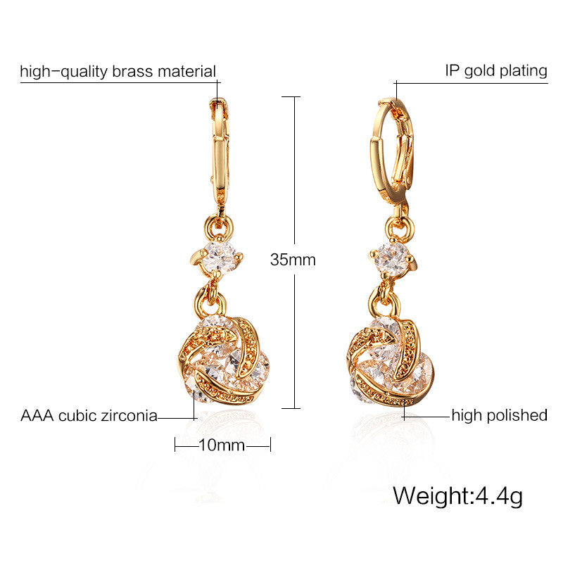 Crystal Zirconia Indian Gold Plated Earrings