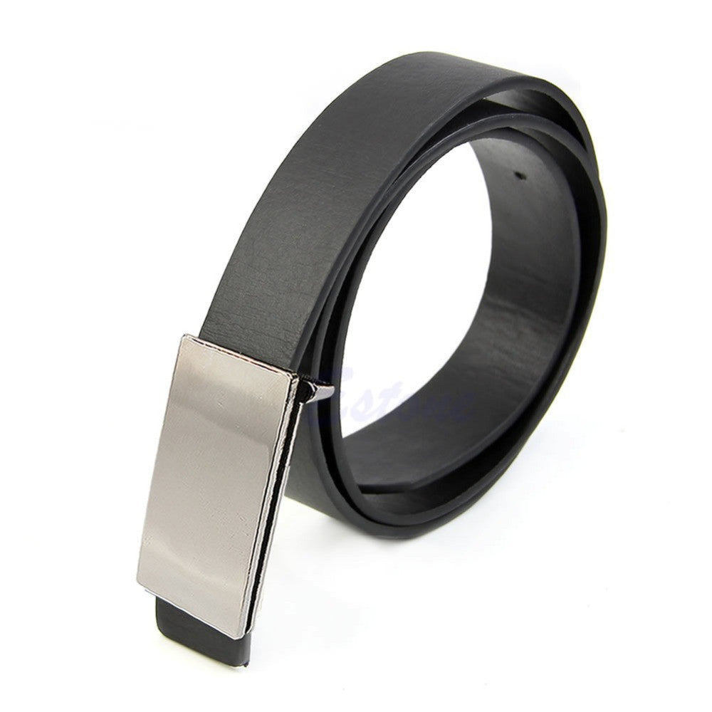 Faux Leather Metal Automatic Formal Buckle Dress Belt for Men