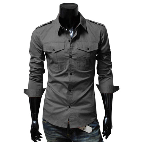 Double Breasted Shirt for Men Long Sleeved 3 Colors Cool Slim design